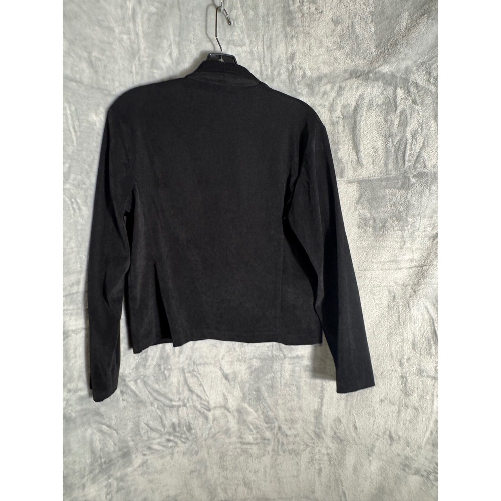 Briggs Petite Womens Black Faux Suede Single Button Blazer Jacket Size 6P - Picture 2 of 8